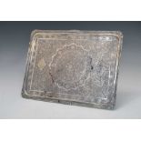 Persian (possibly Isfahan) rectangular white metal tray