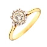 Yellow metal solitaire diamond ring