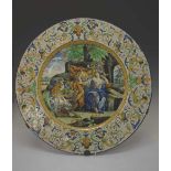 Large Italian Castelli-style maiolica charger