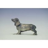 Elizabeth II Scottish cast solid silver model of a Dachshund dog