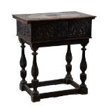 17th Century oak Bible box on stand