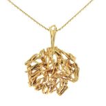 Modernist 9ct gold pendant,