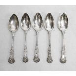 Five William IV Queen's pattern with oyster shell back tablespoons