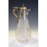 Late Victorian silver mounted cut glass claret jug