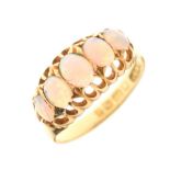 Edwardian 18ct gold, graduated five stone opal ring