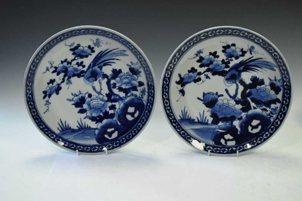 Pair of early 20th Century Japanese blue and white plates - Image 2 of 5