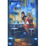 Oil on canvas- Bar scene
