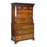 George III oak chest on chest or tallboy