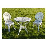 White painted three-piece patio set