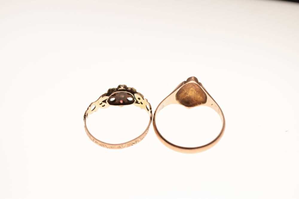 Victorian 9ct gold coral and pearl ring and another Victorian ring - Image 4 of 6
