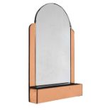 Art-Deco style frameless wall mirror with pocket