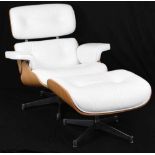 Modern Eames style armchair and stool