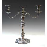 Electro-plated on copper two-branch/three-light candleabra