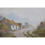 Henry Hilton - Watercolour - Village scene