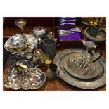 Quantity of silver plate and pewter items, etc.