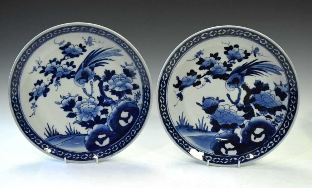 Pair of early 20th Century Japanese blue and white plates