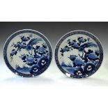 Pair of early 20th Century Japanese blue and white plates