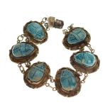 Egyptian faience scarab bracelet