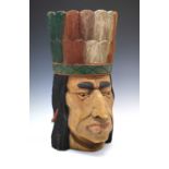 Native American Indian wooden bust