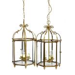 Pair modern of hexagonal ceiling lights/lanterns