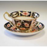 George V Royal Crown Derby 2451 Imari pattern cup and saucer