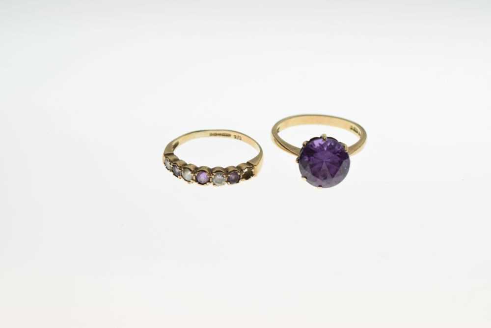 Two purple-stone set 9ct gold rings - Image 2 of 5