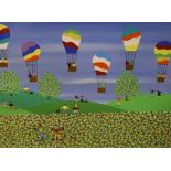 Gordon Barker - Acrylic - 'Balloons Over The Hills'