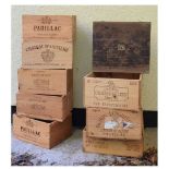 Quantity of wooden wine crates