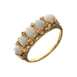 18ct gold, five-stone opal ring