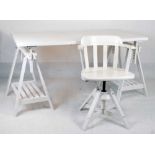 White finish Ikea table and chair