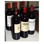 Six bottles of French red wine