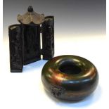 Oriental circular necklace box and reproduction 'Zushi' shrine