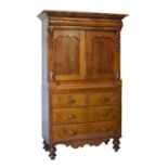 Victorian flame mahogany two section linen press