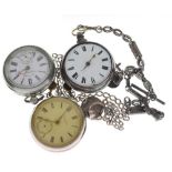 Silver pocket watch, together with a pair-cased example, and plated pocket watch