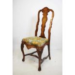 19th Century Dutch walnut and marquetry chair
