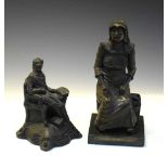 Bronzed resin figures of 'Dickens' & 'Screen Woman c.1910'