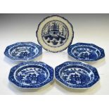 Feather edge plate together with four Delft plates