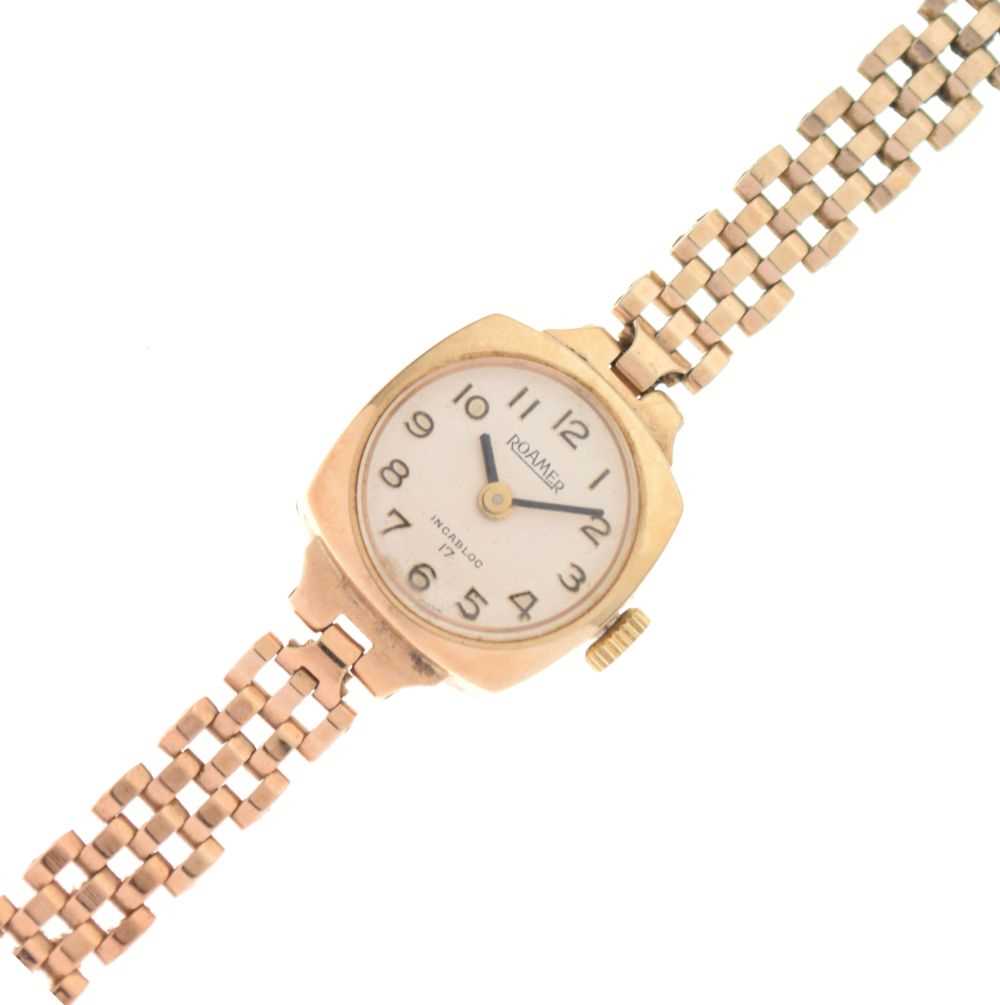 Lady's 9ct gold Roamer Incabloc 17 cocktail watch