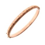 9ct rose gold bangle, 7g approx