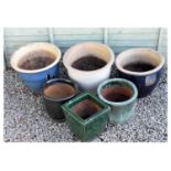 Quantity of glazed garden planters and pots