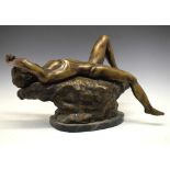 Large reproduction cast reclining male figure