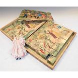 Victorian wooden jigsaw, with a small bisque headed doll