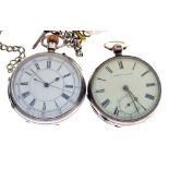 Two silver pocket watches and Albert
