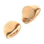 Two 9ct gold signet rings