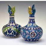 Near pair of Eastern pottery bottle vases (surahi)