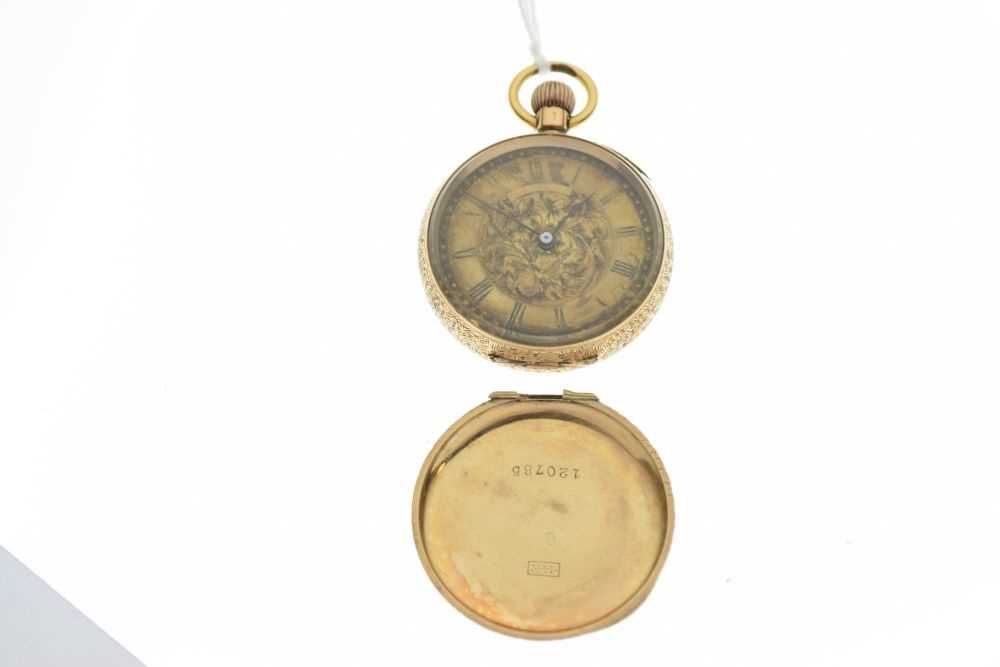 Lady's gold fob watch, the case marked '14k' - Image 3 of 7