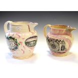 Two 19th Century Sunderland puce lustre pottery jugs