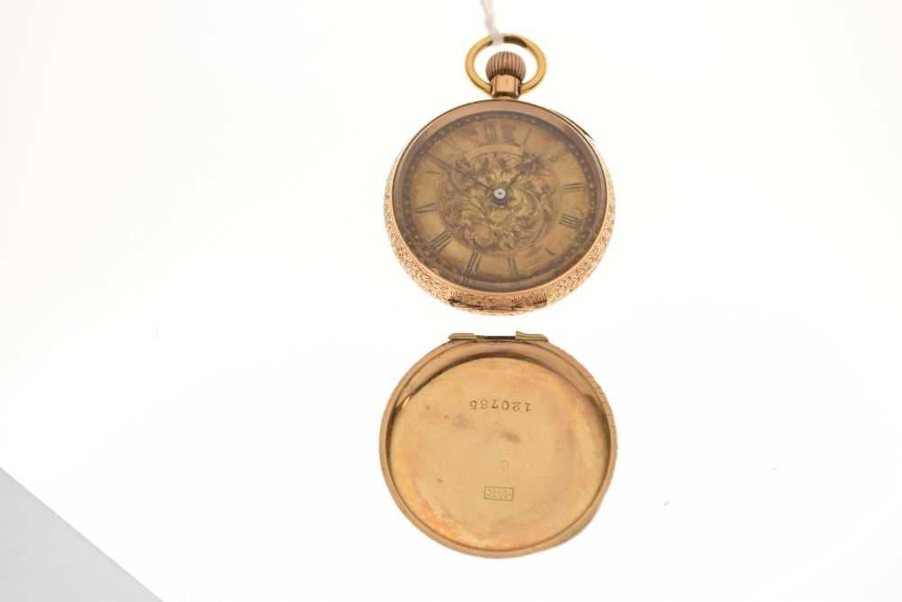Lady's gold fob watch, the case marked '14k' - Image 2 of 7