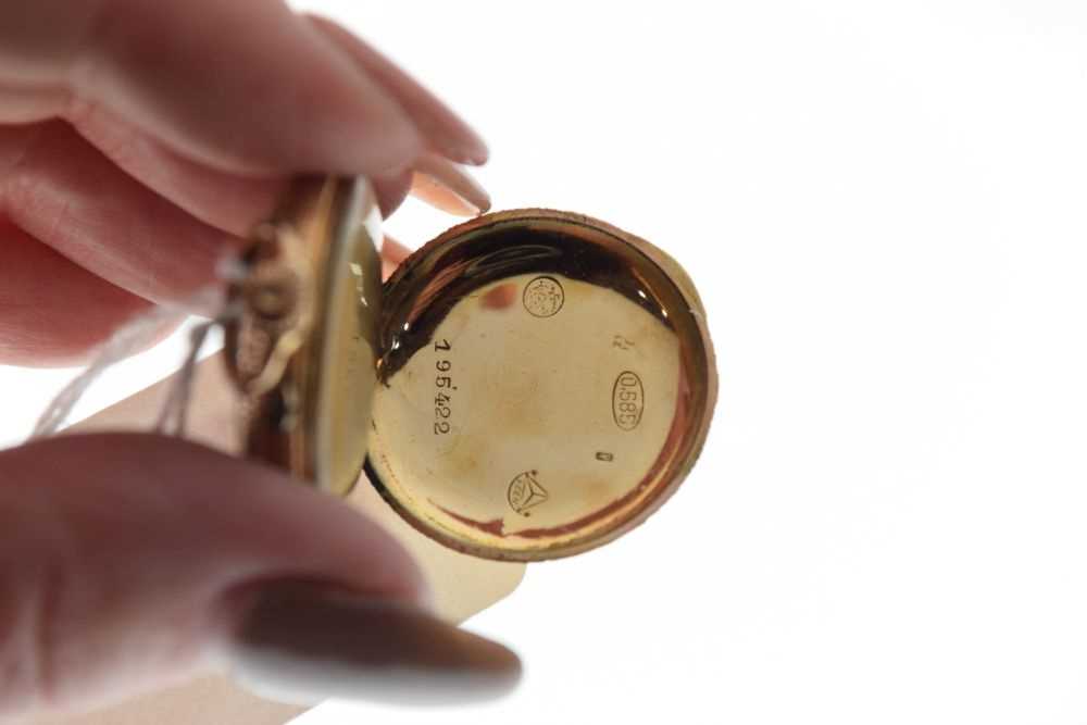 14k/585 open face fob watch - Image 7 of 9