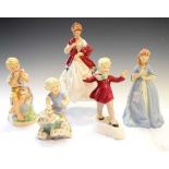 Five Royal Doulton figures, modelled by F.G. Doughty